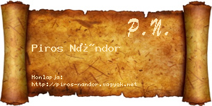 Piros Nándor névjegykártya